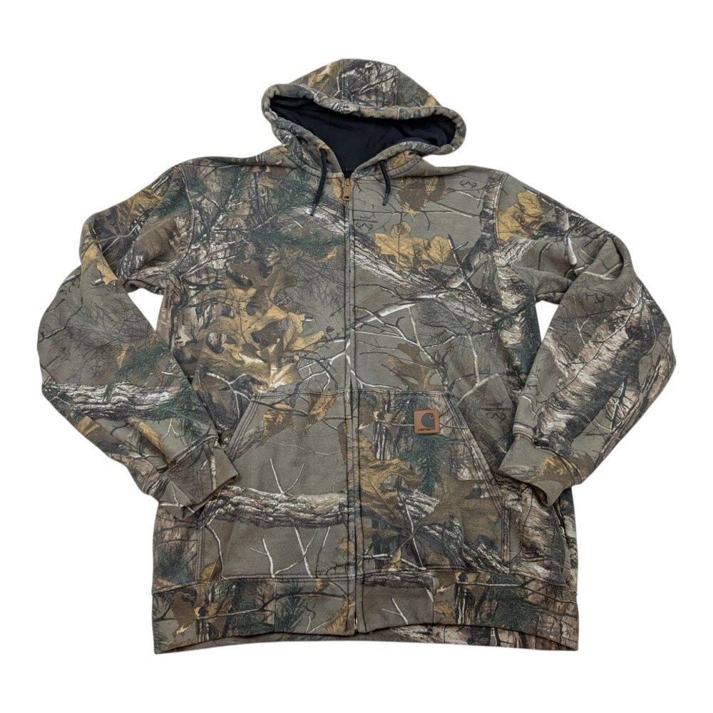 CARHARTT LOGGING REALTREE CAMO HOODIE HOODED ZIP SWEATSHIRT MEDIUM K289 977